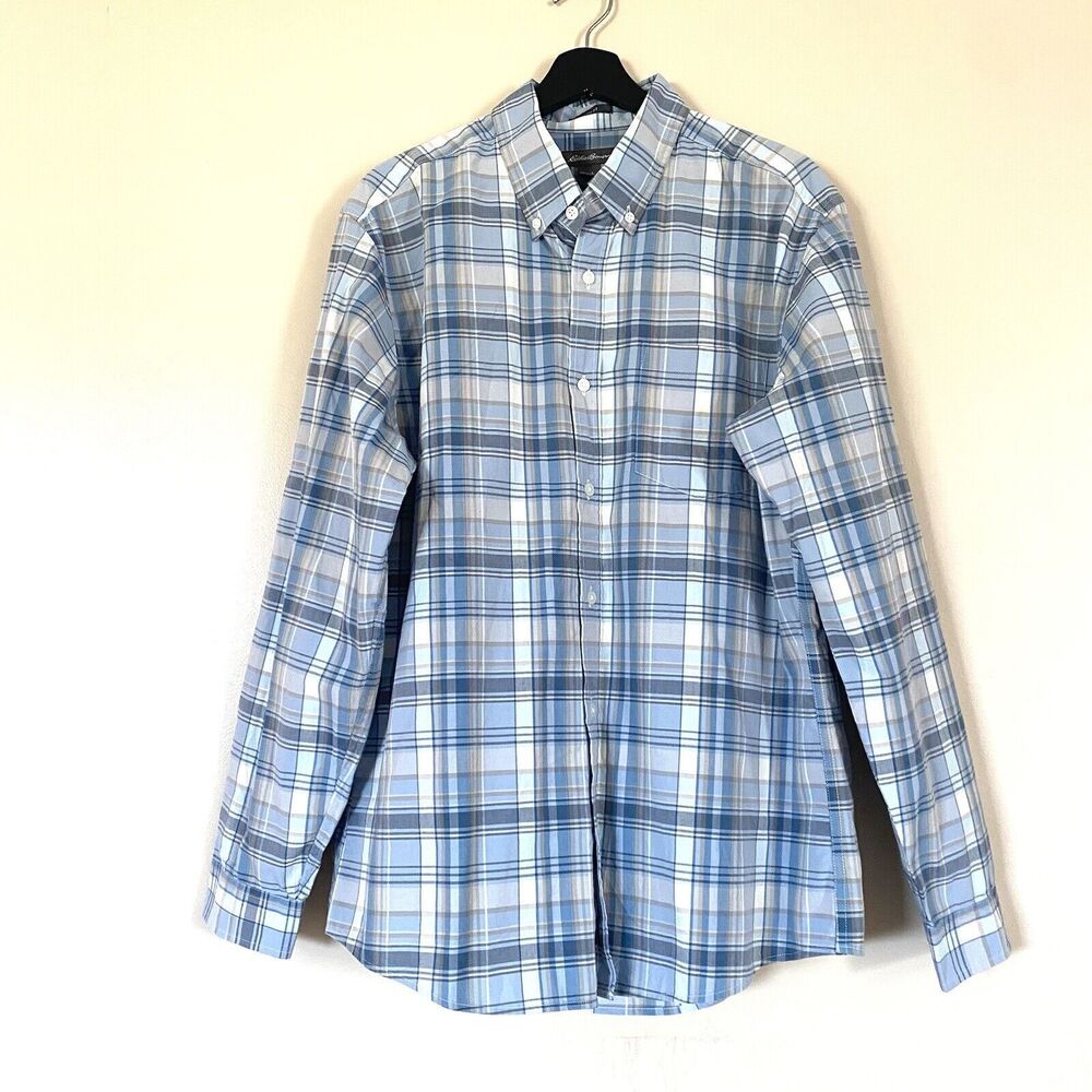 Eddie Bauer Men’s Classic Fit Cotton Plaid Button Down Shirt Size Large